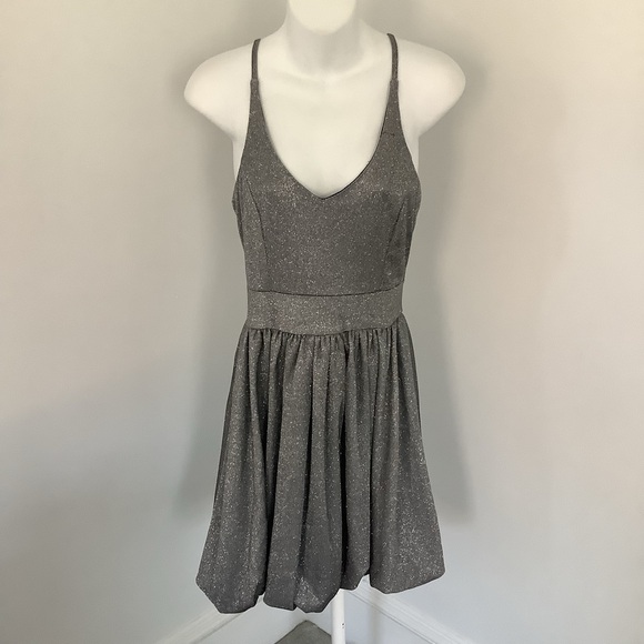 Bailey Blue Silver Sparkly Bubble Hem Dress Sz. Jr. S - Picture 3 of 8